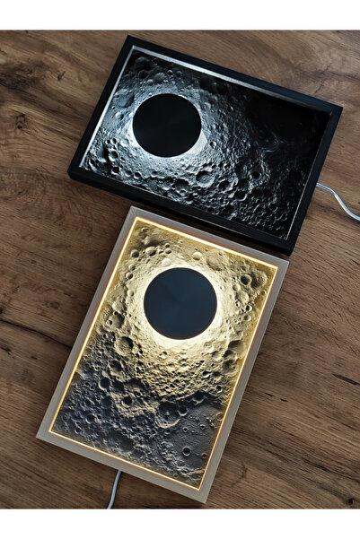 Xeir Decoration 3D Ay Yüzeyi LED Tablo | USB 5V | 25 x 17 cm | Dekoratif Işık...