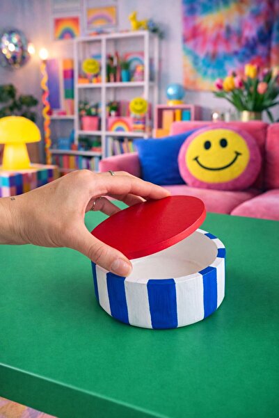 Gizy Store Renkli Çizgili Dekor Takı Kasesi, Renkli Dekoratif Taş Tozu Kase, ...
