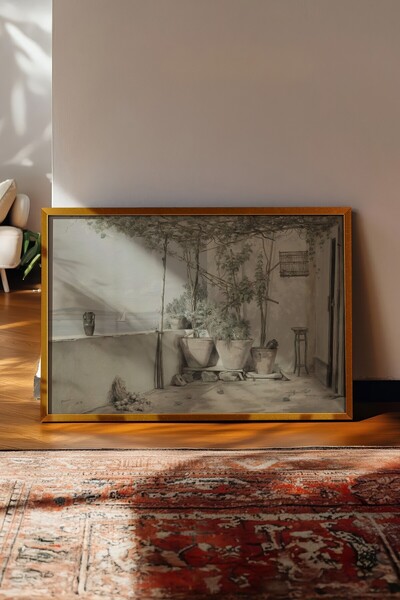 Postifull Tablou vintage, poster cu rama aurie, decor de perete vintage