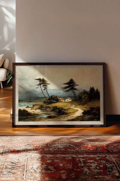 Postifull Tablou vintage, poster cu rama maro, decor de perete vintage