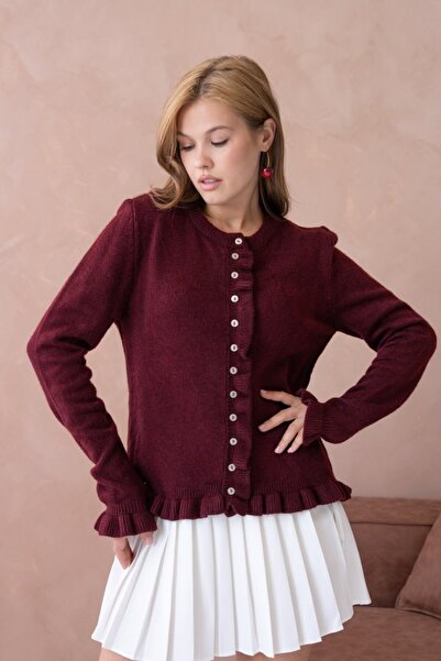 mysimy Button-Detail Soft Textured Knit Cardigan