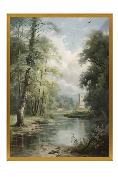 Postifull Tablou vintage, poster cu rama aurie, decor de perete vintage