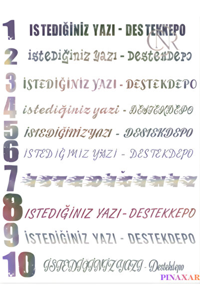 pınaxar Araba Arka Cam Yazısı Hologram Yazı, Kişiye Özel Sticker (100x8cm)