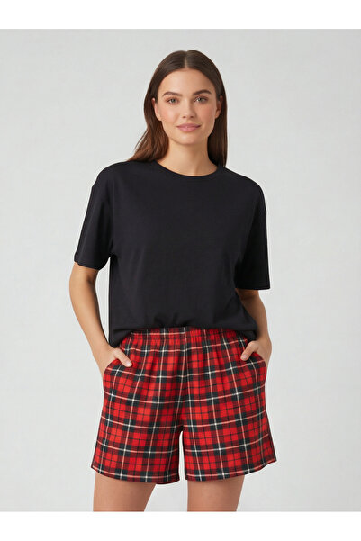 Albie Kadın Şort Baskılı Scuba Kumaş Cepli Şort