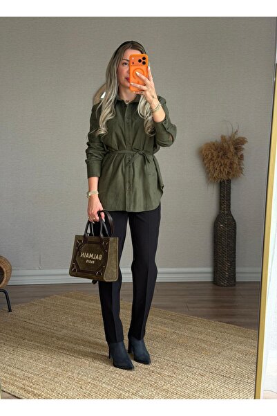 Butik Yeşil Süet Gömlek