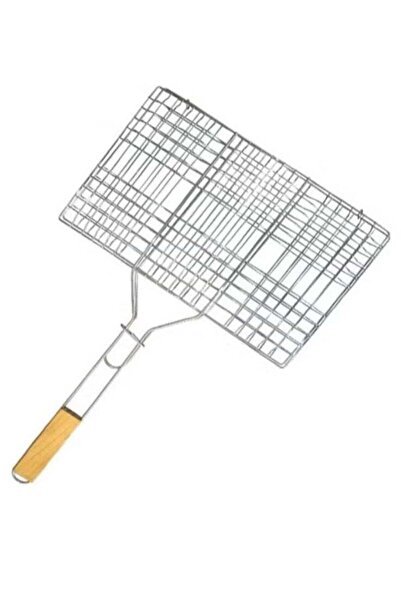 Generic Grill Rack With Wooden Handle Silver/Beige 30x45centimeter