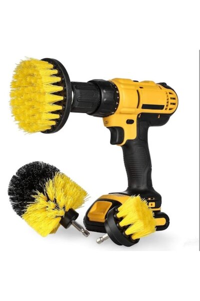 dalimag Set de 3 perii de curățare galbene cu adaptor pentru bormașină