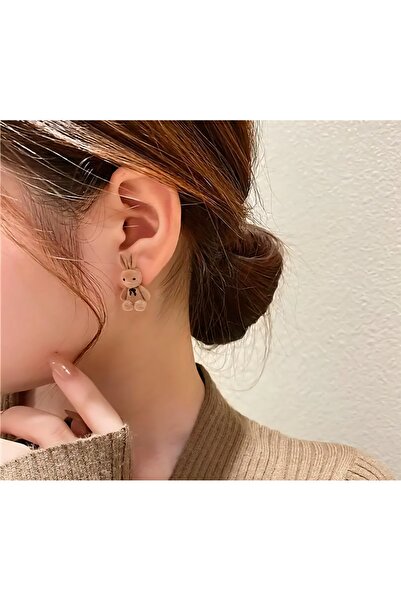 PULİNİN DÜKKANI Plush Rabbit Figure Earrings_Cute Rabbit Design/Lightweight &...