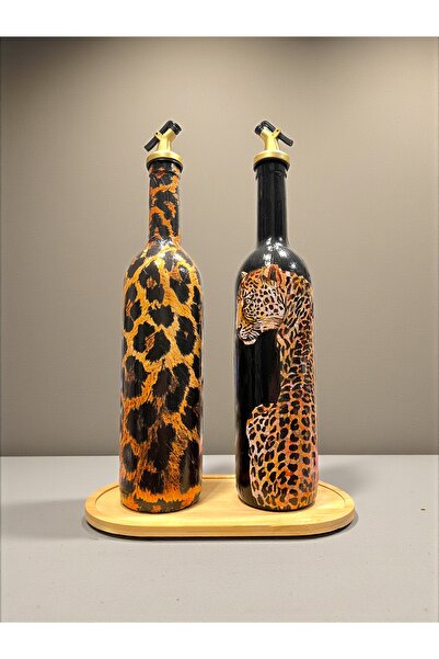 Mes Reves Handmade Leopard Patterned Glass Oil and Vinegar Bottle Set of 2 - ...