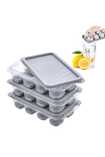 Köken Set de 3 forme pentru cuburi de gheață, matriță din plastic PP, silicon...