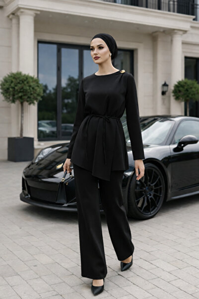 VENT GİYİM Design Women's Stylish Asymmetrical Tunic Pants Two-Piece Set