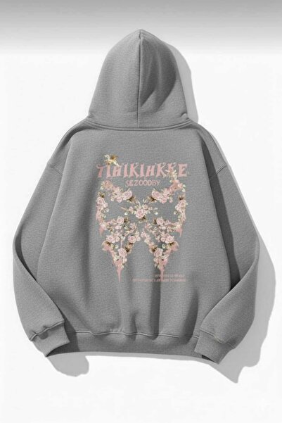 Framgan سترة نسائية مزينة بالزهور مطبوع قصة فضفاضة بغطاء رأس Pinterest