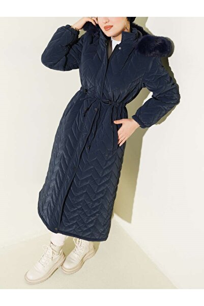Burcia Zigzag Quilted Hooded Inflatable Jacket