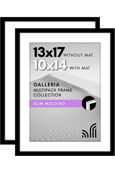 TrendySell Americanflat 13x17 Poster Çerçevesi 2 inç Siyah Set - Mat ile 10x14 Resim Çerçevesi veya