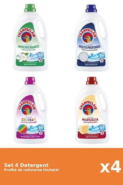 Chanteclair Set 4 Detergent Chanteclair: 1xMosc Alb, 1xClasic, 1xColor, 1xMar...