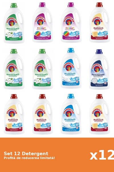 Chanteclair Set 12 Detergent Chanteclair: 3xMosc Alb, 2xColor, 4xMarsilia, 2x...