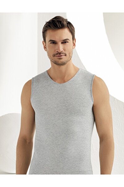 Şahinler Men'S, Gray, Zero Sleeves, V-Neck, Stretch Fabric , 6-Pack Undershirt