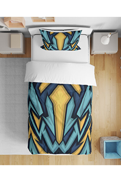 Home Cyber Future Abstract Patterned 3D Digital Printed Single Size Duvet Cov...