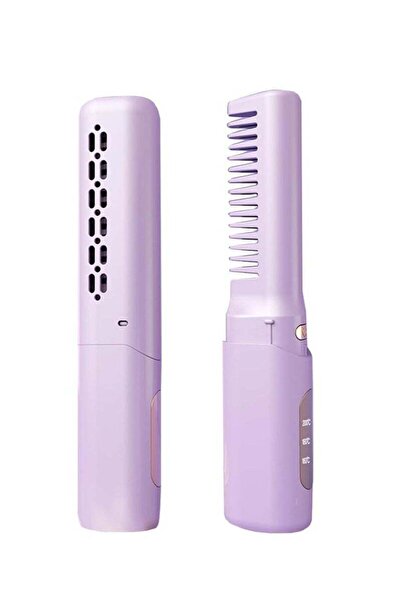 Arabest مكواة شعر صغيرة قابلة لإعادة الشحن، مشط تسخين لاسلكي، شاشة LCD، فرشاة...