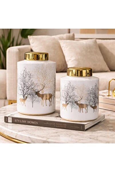 Generic Luxury Decorative Vase Set with Jungle and Deer Design - Elegant Mode...