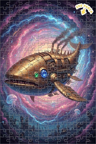 Teona Ahşap Buharlı Balina Kozmik Yolculuk Çift Katlı Çerçeveli Ahşap Puzzle ...