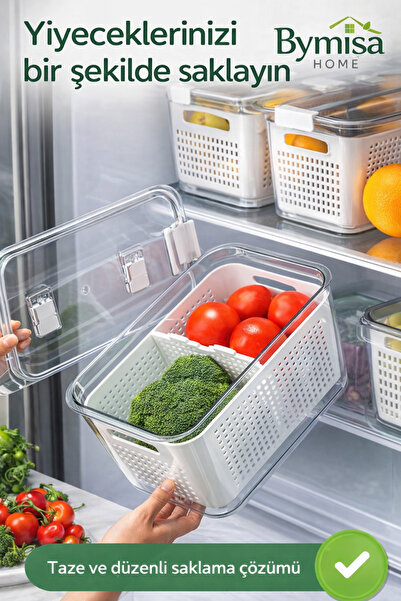 ByMisa Home 9Lt Organizer with Strainer Fridge Organizer and Fresh Produce St...
