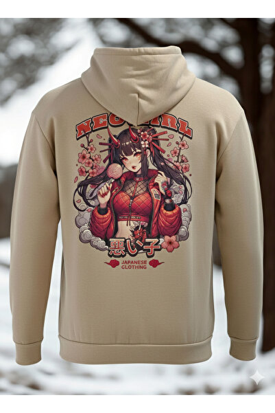 Feydi Unisex K Hooded Sweatshirt with Fleece Inside and Neo Girl Print