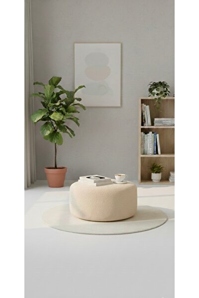 GÜLEŞ HOME Yuvarlak 55 Cm Orta Puf Salon Dinlenme Pufu