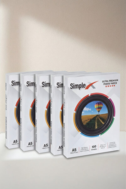 simplex 15x21 cm (A5) Parlak 5'li Fotoğraf Kağıdı 270 Gr - 500 Adet