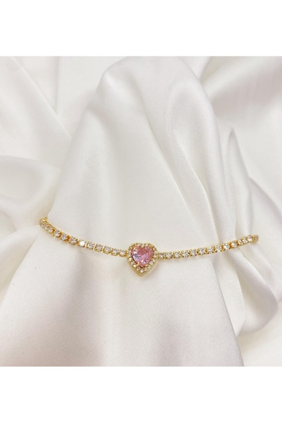DuRu LiNe Zirkon Taşlı Su Yolu Gold Renk Çelik Bileklik