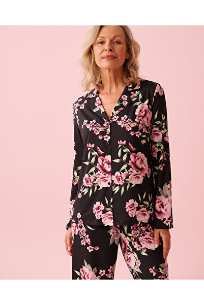 La Vie en Rose قميص بأزرار من ألياف معاد تدويرها بنقشة الفاوانيا