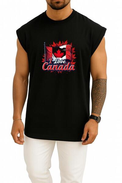 Bahriyeli Collection supradimensionat I Love Canada Sutien B cu imprimeu