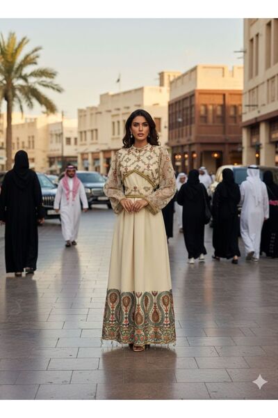 BTROON Barbie jalabiya with Indian embroidery and trim