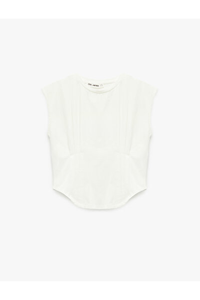 Koton Tricou crop fără mâneci slim fit guler rotund cu detaliu cusături