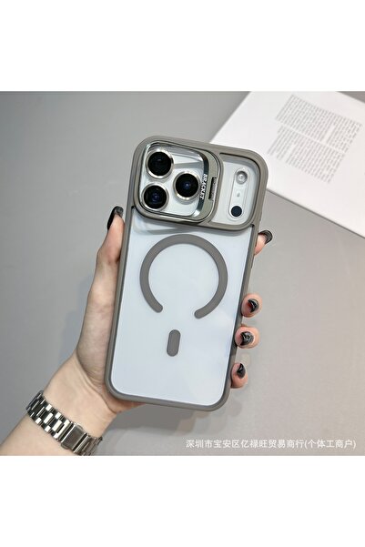 iPhone 17 Pro Max Kılıf Standlı Magsafe Metal Tuşlu Kamera Lens Hediyeli Kapak