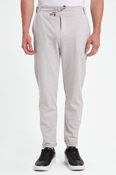 Tudors Ανδρικό παντελόνι Jogger σε γκρι βαμβακερό παντελόνι με πλαϊνές τσέπες