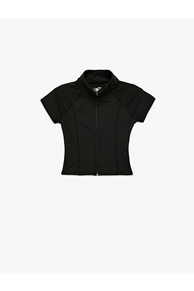 Koton ψηλός λαιμός Αθλητικό μπλουζάκι με κοντό μανίκι και φερμουάρ εφαρμοστό