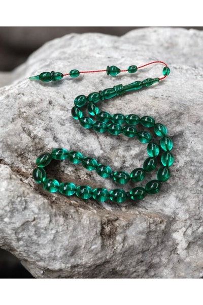 İnan Tesbih Emerald Green Mastercrafted Ring Model Fire Amber Prayer Beads