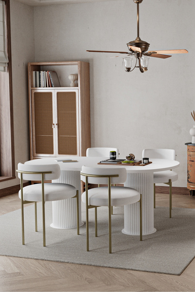 ah assel home West Beyaz Bohem Ayak 80x140 Yemek Masası & Mutfak Masası & Sal...