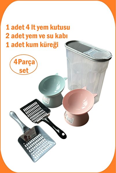 EZMK EV GEREÇLERİ Patili Dostlar Seti, Kum Küreği, Yem Kutusu, Mama kabı ve S...