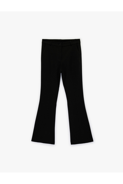 Koton Buttoned Regular Waist Viscose Blend Flared Trousers