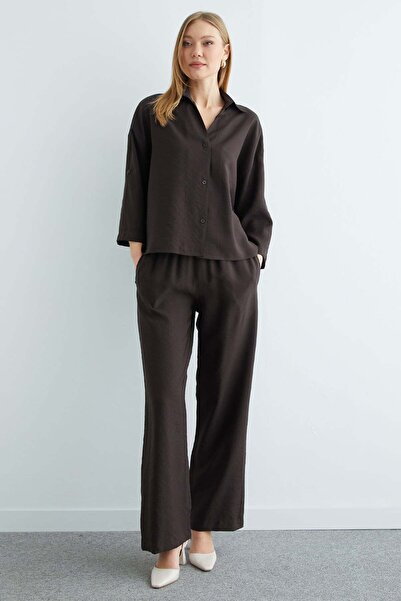 Fulla Moda Buttoned Elastic Waist Capri Sleeve 2-Piece Set