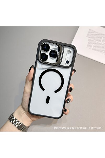 Bracket case غطاء حماية لهاتف آيفون 17 برو ماكس مع حامل وغطاء معدني متوافق مع...