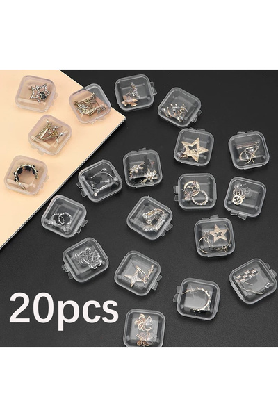 Choice 20 قطعة من علب التخزين المربعة الصغيرة ذات الغطاء البلاستيكي الشفاف ال...