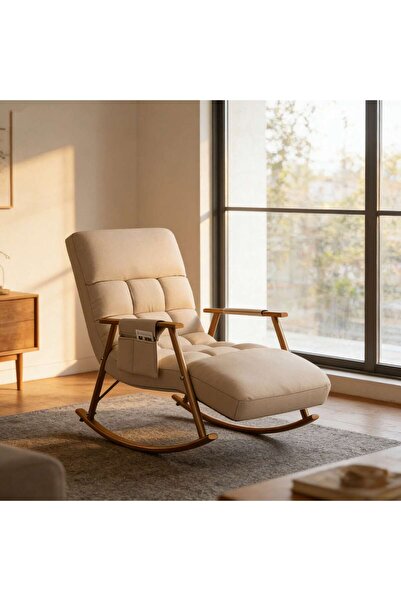 Mtanvxay Rocking Chair with Armrests Side Pockets Breathable Height-Adjustabl...