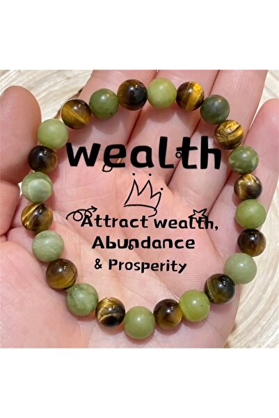 Choice L0642 أساور لجذب الثروة والمال من الأحجار الطبيعية، سوار عتيق من خرز ع...