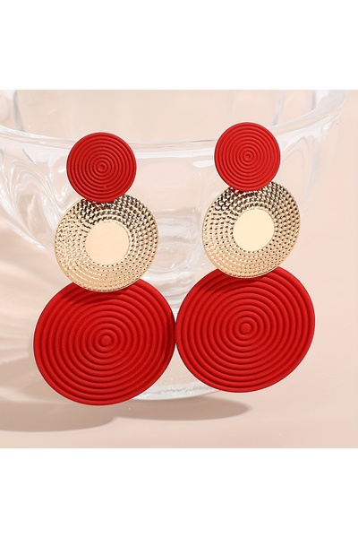 Choice Red Red drop earrings, trio, circle design, choose the color you like ...
