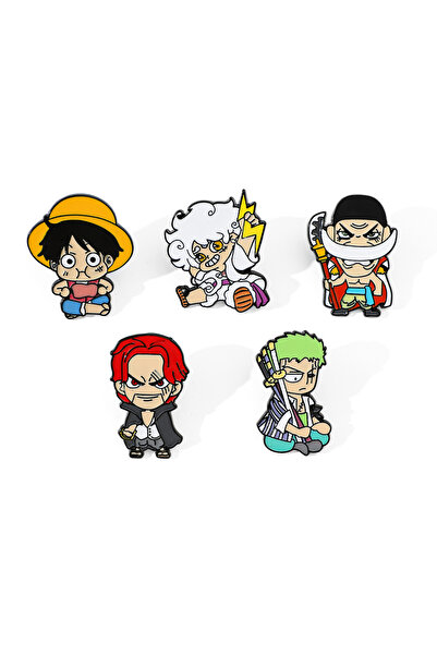 Miniso 5 قطع من دبابيس شخصيات الأنمي، إبداعية، لطيفة، لوفي وزورو، شارة معدنية...