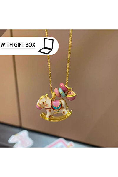 Choice necklace LENNIK Cartoon Enamel Drop Oil Carousel Pendant Necklace Fash...