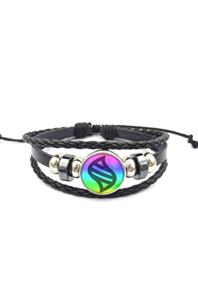 Choice B256-1 Anime Mega Stone Poke Snap Weave Leather Bracelet Glass Cabocho...